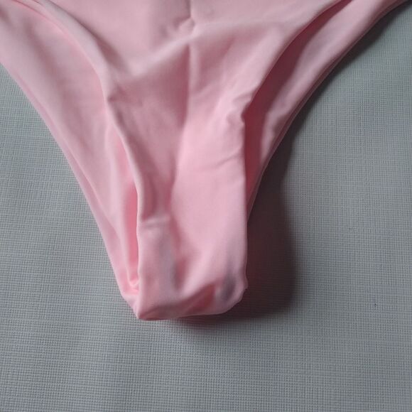 Shein Pink Ruffle Top High Waisted Bottoms Bikini Swimsuit Women's Size Medium - Picture 12 of 12